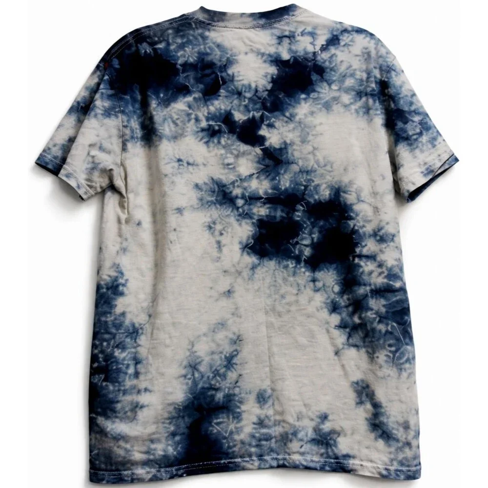 Marvel Tie Dye Blue White Red Logo Comic Graphic T Shirt Mens Medium